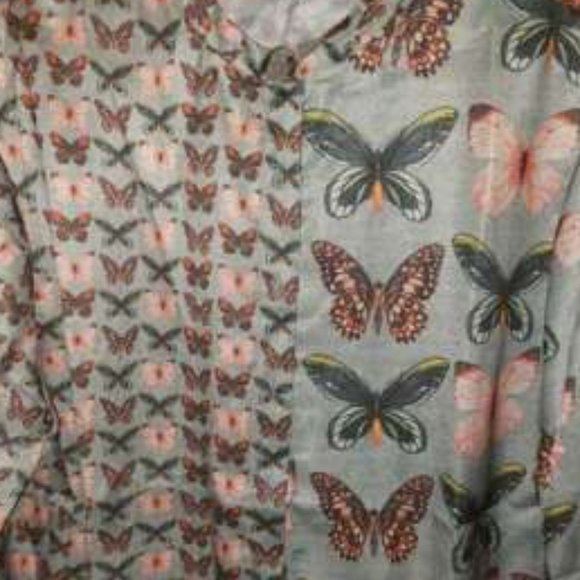 BOHO DOLLZ Butterfly Print Button Front Blouse - Picture 8 of 8